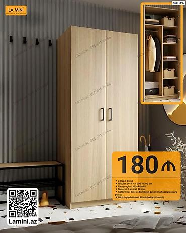 Dolablar: İki qapılı dolab – Kod: 1697 - Ölçülər: Dərinlik 47 sm × Hündürlük — 1
