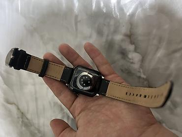 смарт часв: Смарт-часы в стиле Apple Watch с кожаным ремешком (черный) - — 3