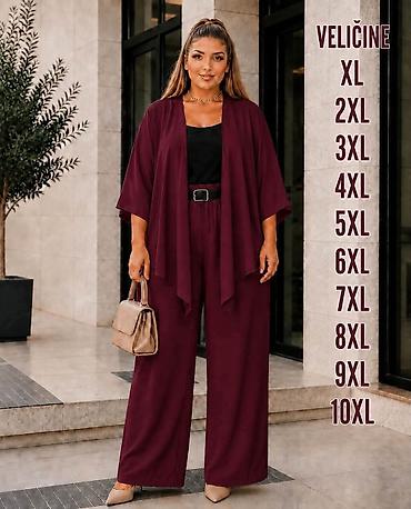 termo helanke: Fa, Elegantni ženski komplet – kimono kardigan + široke pantalone - — 1