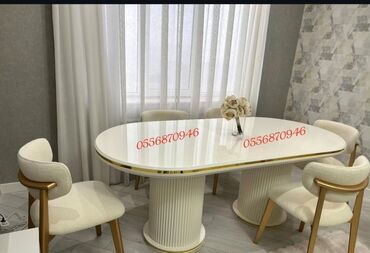Sifarişlə masa və oturacaq dəstləri: Oval masa, Qonaq otağı üçün, 6 nəfər, Açılmayan, Azərbaycan, Zəmanətli — 9