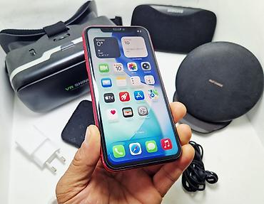 Apple iPhone: IPhone 11, Б/у, 64 ГБ, Красный, Наушники, 91 % — 1