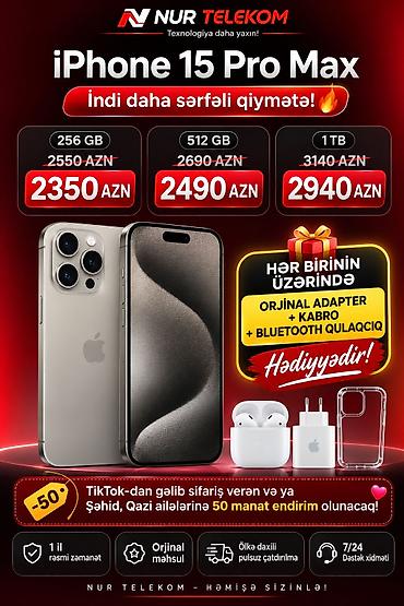 bluetooth qulaqciq: IPhone 15, 128 GB, Black Titanium, Zəmanət — 3