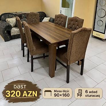 duyu: Qonaq otağı üçün, Yeni, Açılmayan, Dördbucaq masa, 6 stul — 1
