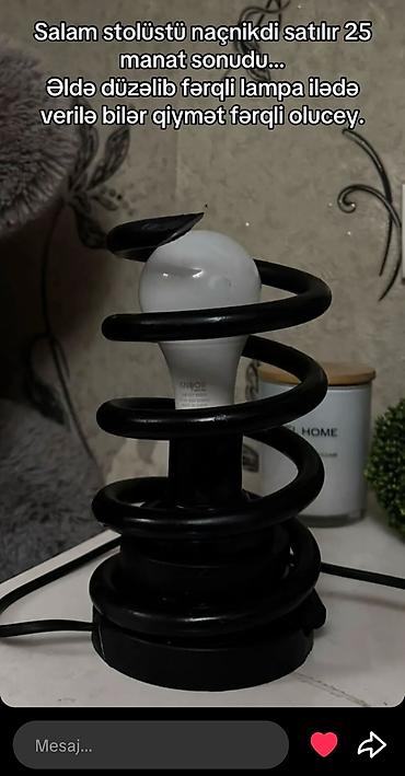 Stolüstü naçnik (masa lampası) - Dizayn: Qara rəngdə spiral formalı lalafo.az -da Stolüstü naçnik (masa lampası) - Dizayn: Qara rəngdə spiral formalı