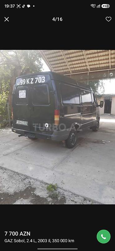 səkidə satilan masinlar: QAZ Sobol: 2.4 l | 2003 il 350000 km Van/Minivan — 8