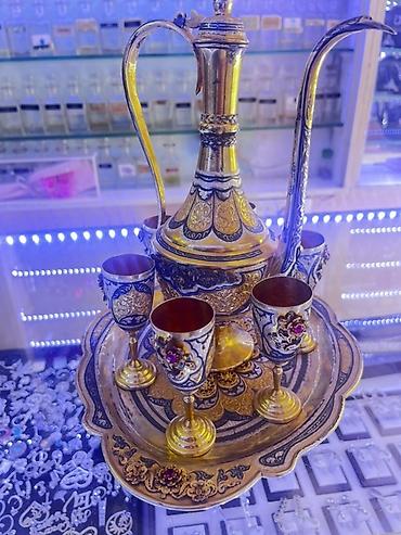 Qab-qacaq və mətbəx ləvazimatları: Şərq üslubunda bəzəkli içki dəsti. Gümüş-875 əyyar. - Tam dəst: uzun — 1