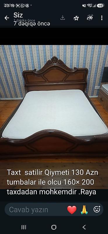 matras taxt: Taxt və tumbalar dəsti - Ölçü: 160 × 200 sm - Material: taxta, möhkəm — 1
