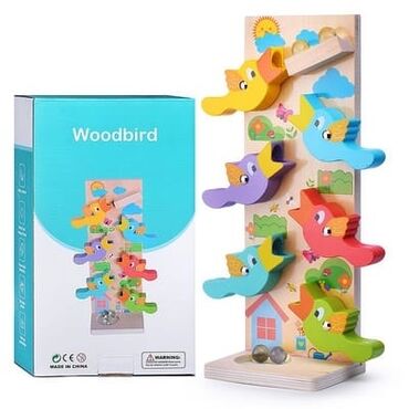 quş yuvaları: Məhsul: Woodbird – taxta “quşlu” mərmər yolu oyuncağı - Material