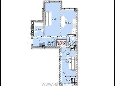 2 bedroom: 2 комнаты, 64 м², Элитка, 2 этаж, ПСО (под самоотделку) — 2