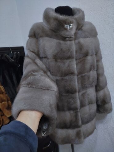 бриллианты с голубым: Шуба, Норка, Короткая модель, Италия, XL