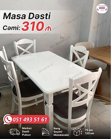 Mətbəx üçün, Yeni, Açılmayan, Dördbucaq masa, 4 stul lalafo.az -da Mətbəx üçün, Yeni, Açılmayan, Dördbucaq masa, 4 stul