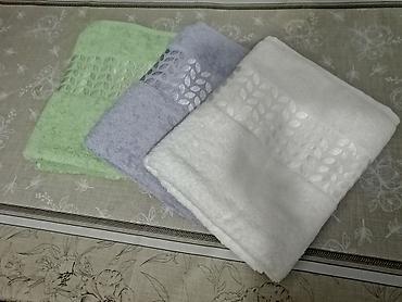 hamam xoncasi: Məxməri toxumalı hamam dəsmalları dəsti - Rənglər: açıq yaşıl — 2