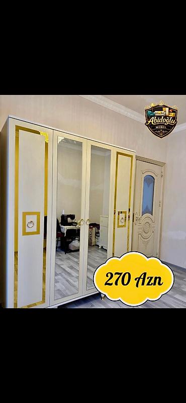 ağ qapı: Ağ rəngdə çox bölməli geyim dolabları 1) Model 1 - Ölçü: 200 × 160 × — 4