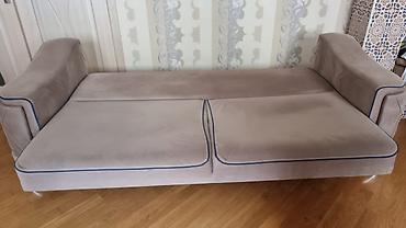 Divanlar: Çevrilən yumşaq divan - Rəng: bej korpus, tünd mavi iri arxa — 4