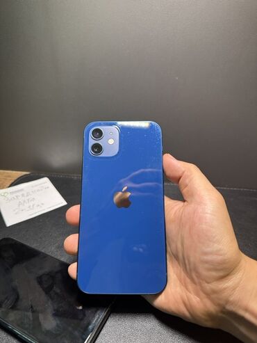 чип node или airoha: IPhone 12, Колдонулган, 64 ГБ, Көк, Коргоочу айнек, Каптама, 100 %