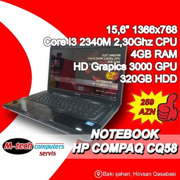 compaq notebook: Intel Core i3, 4 GB, 15.6 "