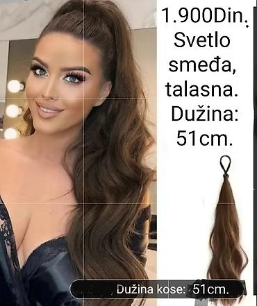 torbe b: Ekstenzija za kosu – svetlo smeđa, talasasta. - Dužina: 51 cm - Sistem — 2