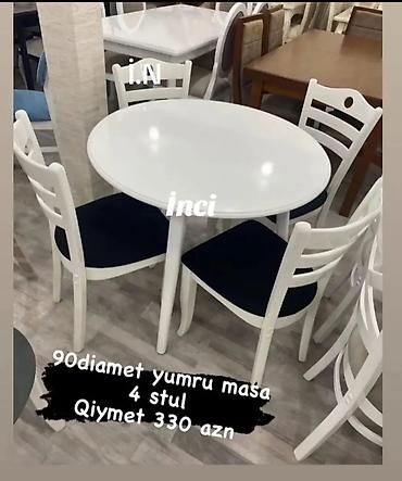 yumru taxt: Mətbəx üçün, Yeni, Açılmayan, Yumru masa, 4 stul — 1