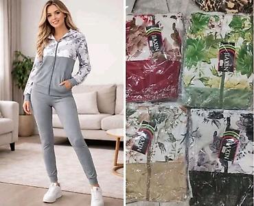 Plisane cvetne komplet trenerke sa elastinom. Vel. M/L, XL/2XL 🥰Cena