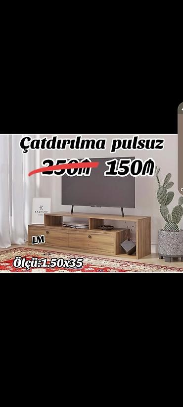 TV altlığı: TV altlığı / TV stendi - Ölçü: 1.50 x 35 sm - Rəng variantları: təbii — 2