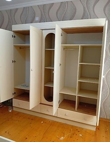 Paltar dolabları, qarderoblar: İşlənmiş, 4 qapılı, Siyirməli, Bej, Taxta, Açılan, Düz dolab — 2