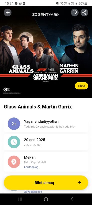 Reklam, çap: Tədbir: Glass Animals & Martin Garrix – Formula 1 Qatar Airways