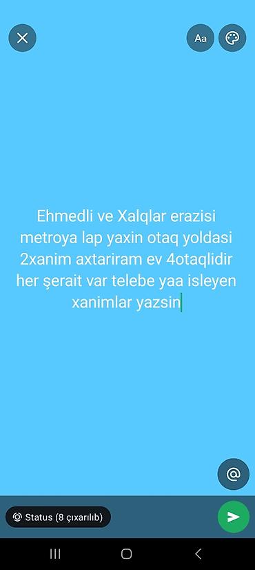 Əhmədli və Xalqlar ərazisi – metroya çox yaxın. 4 otaqlı mənzildə otaq