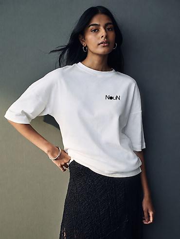 lil solid: Uniseks “Noun” T‑shirt - Rənglər: ağ və qara - Minimalist dizayn — 6