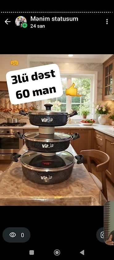 VIP Chef 3-lü tava/qazan dəsti - 3 ədəd fərqli ölçüdə dərin