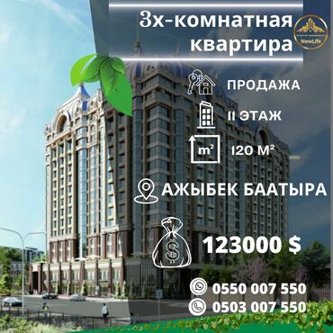 krysha kg: 3 комнаты, 120 м², Элитка, 11 этаж, ПСО (под самоотделку)