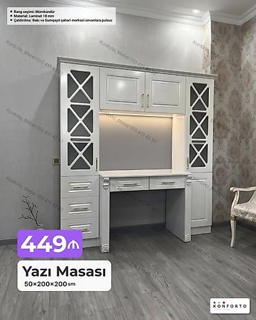 Sifarişlə mebel: Düz masa, Stulsuz, Polkalı, Siyirməli, Sadə laminat — 1