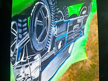 pişik şekli: Mövzu: Rəsm əsəri – Off-road SUV (qrafik/markerlə çəkilmiş — 2