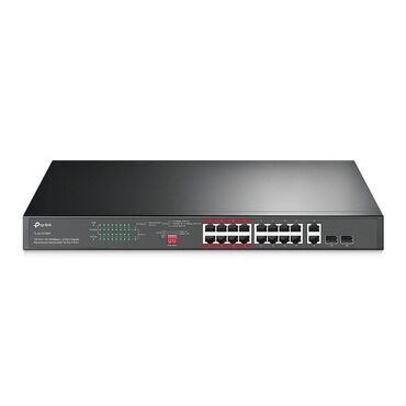 Modemlər və şəbəkə avadanlıqları: TL-SL1218MP V2 - İnterfeyslər • 16 RJ45 PoE+ 10/100 Mbps port • 2