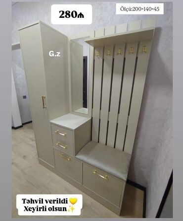 Çarpayılar: Dəhliz üçün çoxfunksiyalı qarderob dəsti - Ölçü: 200 × 140 × 45 sm