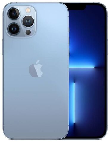 Apple iPhone: IPhone 13 Pro, Новый, 128 ГБ, Голубой, Зарядное устройство, Защитное стекло, Чехол, 86 %