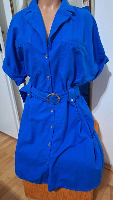 narandžasta haljina: Reserved XL (EU 42), color - Blue, Other style, Short sleeves