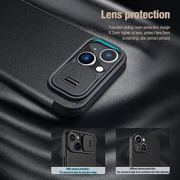 Maske i futrole za telefone: Maska Nillkin Qin Pro (plain leather) za iPhone 14 Plus 6.7 crna. Uz — 6