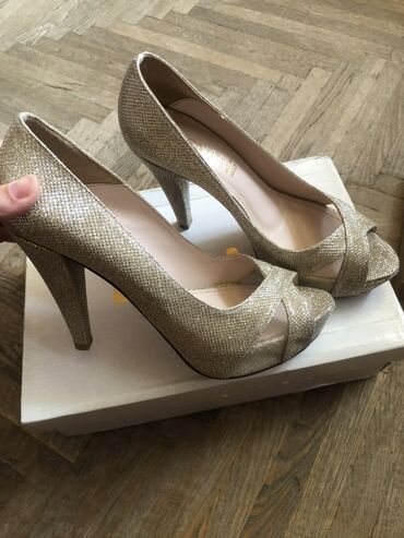 туфли из кожи питона: Tuflilər, Ölçü: 38, rəng - Qızılı, İşlənmiş