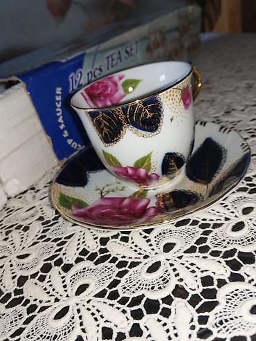 cay destleri: Çay dəsti, rəng - Qızılı, Farfor, 12 nəfərlik, Rusiya — 2
