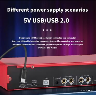 Səs kartları: USB Audio İnterfeys – 24-bit/192 kHz Yeni başlayanlar üçün 4 Kanallı — 8