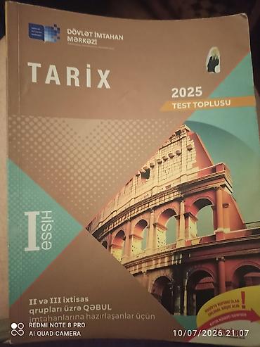 cavablar: Məhsul: “Tarix – 2025 Test Toplusu”, I hissə Nəşriyyat/istitutsiya — 1