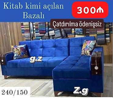 Ev üçün mebel: Künc divanı – kitab kimi açılan mexanizmli, bazalı model - Ölçü — 1