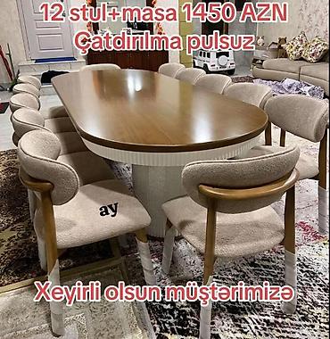 12 neferlik stol: 12 nəfərlik yemək dəsti Tərkib: - 1 ədəd iri, oval formalı yemək — 3