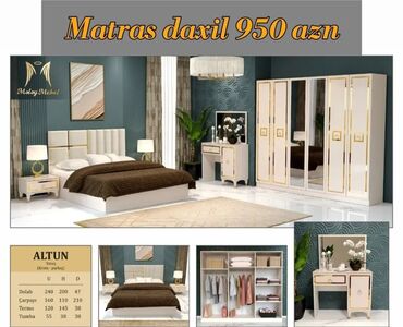 Yataq otağı dəstləri: İkinəfərlik çarpayı, Dolab, Termo, 2 tumba, Azərbaycan, Yeni — 24