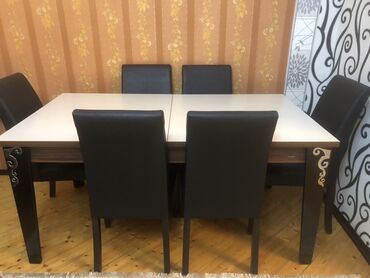 диван на кухню: Mətbəx üçün, Açılmayan, Dördbucaq masa, 6 stul