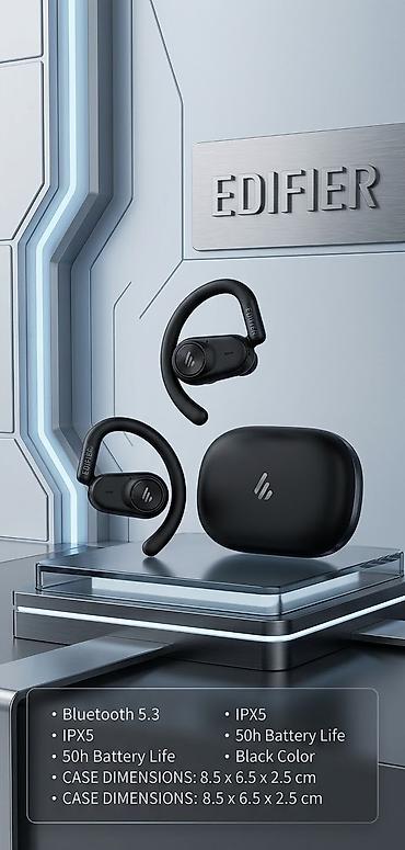 edifier: İşlənmiş Simsiz (Bluetooth) Qulaqcıqlar, Edifier, rəng - Qara — 1