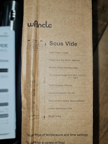 qaz sobalarının satışı: Sous Vide Xüsusiyyətlər: - Giriş gərginliyi: 220–240V, 50/60Hz - — 5