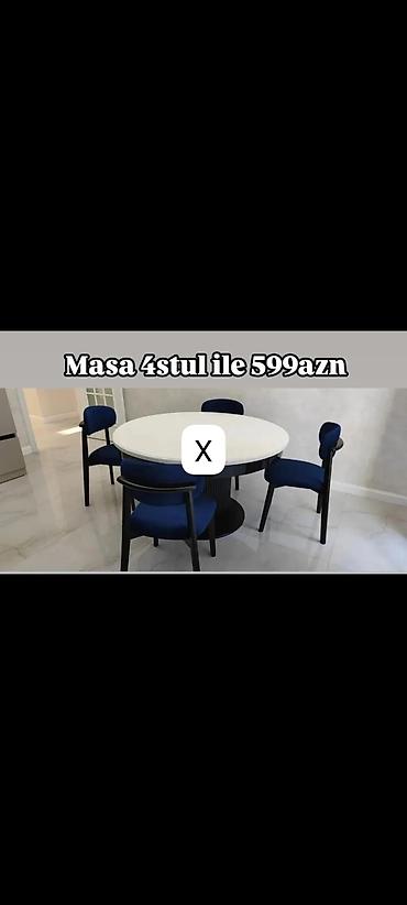 Dəyirmi yemək masası və 4 stul dəsti - Masa: dəyirmi forma, ağ üst lalafo.az -da Dəyirmi yemək masası və 4 stul dəsti - Masa: dəyirmi forma, ağ üst