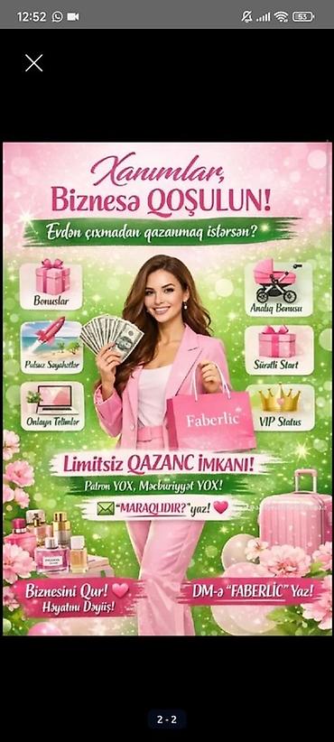 Готовый бизнес: Xanımlar üçün Faberlic biznesinə qoşulma imkanı Evdən çıxmadan — 1