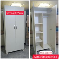 xacmaz mebel: Новый, 2 двери Прямой шкаф, Шкаф-вешалка